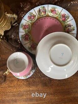 Vintage JK Decor Carlsbad Fragonard Porcelain Courting Couple Cup Saucer Plate
