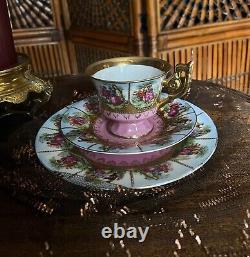 Vintage JK Decor Carlsbad Fragonard Porcelain Courting Couple Cup Saucer Plate