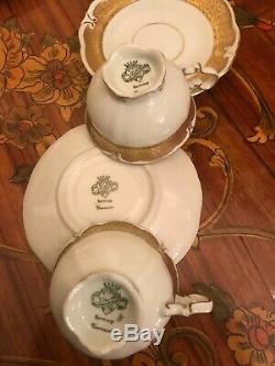 Vintage JlMenau Graf Von Henneberg 6 cups 1 Pot Milk Jug Porcelain Coffee Set