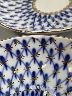 Vintage Lomonosov Porcelain Tea Cups and Saucers Set Of Four-Please Read Descrip