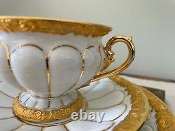 Vintage Meissen German X-Form Golden Baroque Porcelain Trio (cup, saucer, plate)