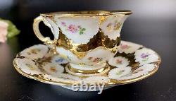Vintage Meissen Gold/White/Floral Demitasse Cup & Saucer First Quality
