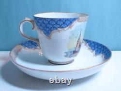 Vintage Meissen Porcelain Demitasse Cup And Saucer Colonial Boat Scene