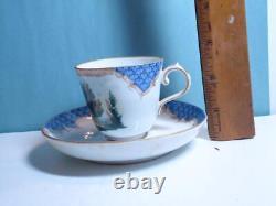 Vintage Meissen Porcelain Demitasse Cup And Saucer Colonial Boat Scene