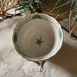 Vintage Meissen Porcelain Green Indian Flowers Cup & Saucer- 1st Quality -MINT