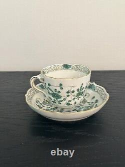 Vintage Meissen Porcelain Green Indian Flowers, Demitasse Cup&Saucer, Germany