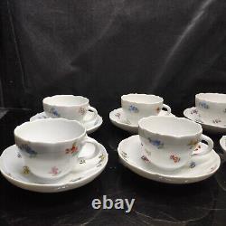 Vintage Meissen SCATTERED FLOWERS Cup & Saucer Set Of 6 1st -Quality