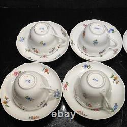 Vintage Meissen SCATTERED FLOWERS Cup & Saucer Set Of 6 1st -Quality