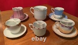 Vintage Original Victorian 1890's Mustache Tea Cup Mug & Saucers Collection Set