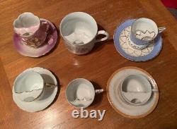 Vintage Original Victorian 1890's Mustache Tea Cup Mug & Saucers Collection Set