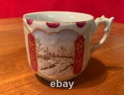 Vintage Original Victorian 1890's Mustache Tea Cup Mug & Saucers Collection Set