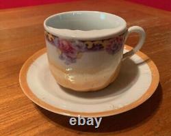 Vintage Original Victorian 1890's Mustache Tea Cup Mug & Saucers Collection Set