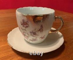 Vintage Original Victorian 1890's Mustache Tea Cup Mug & Saucers Collection Set