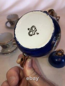 Vintage Porcelain 11 Piece Tea Set. 4 Cups & Saucers Sugar WithLid & Creamer