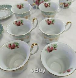 Vintage Porcelain Imperial Tea Set Made Czechoslovakia Gold Trim 14 pcs tea set