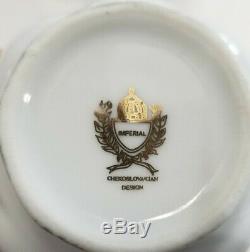 Vintage Porcelain Imperial Tea Set Made Czechoslovakia Gold Trim 14 pcs tea set