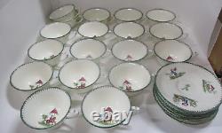 Vintage Royal Worcester Canton Old Mark 7 Saucers, 18 Tea Cups