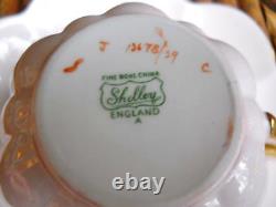 Vintage Shelley Pink Deco Tea Cup and Saucer Fluted Scalloped Floral Porcelain