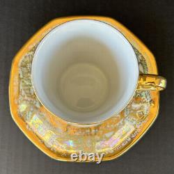 Vintage Thai Benjarong Porcelain (6) Cups & Saucers Pattaya Handpainted 18k Gold