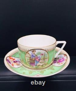 Vintage USSR Dulevo Porcelain Tea Cup And Saucer Shepherds Pattern Marked