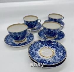 Vintage USSR Imperial Lomonosov Cobalt and Gold Tea Cup & Saucer 10 Piece Set