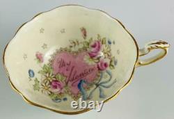 Vintage Valentine Paragon Tea Cup & Saucer English Porcelain Gold Gilt c1952