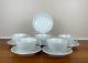 Vintage White Porcelain Rice Grain Pattern Cup And Saucer Set Of 5