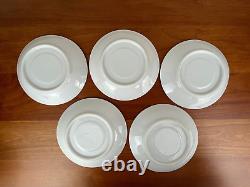 Vintage White Porcelain RICE GRAIN Pattern Cup and Saucer Set of 5