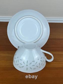 Vintage White Porcelain RICE GRAIN Pattern Cup and Saucer Set of 5