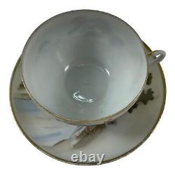 Vintage White Porcelain Teacup & Saucer Set Collectibles Floral And Bird Design