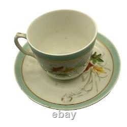 Vintage limoges tea cup and saucer H&C/L Floral porcelain