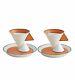 Vista Alegre Jazz Set 2 Porcelain Espresso Coffee Cups And Saucers