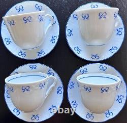 Vista Alegre Ruban Blue Ribbon cup and saucer Set of 4 Mint