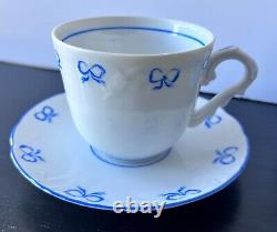 Vista Alegre Ruban Blue Ribbon cup and saucer Set of 4 Mint