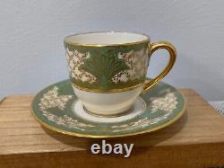 Vtg Lenox Porcelain Marshall Field & Company Chicago Cup & Saucer Green Gold Dec