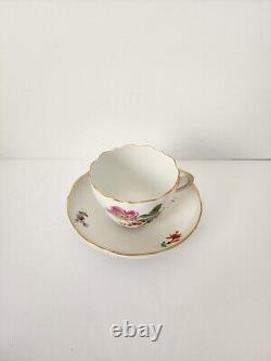 Vtg MEISSEN PORCELAIN COFFEE Tea CUP & SAUCER Pink Floral Scattered Flowers Full