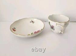 Vtg MEISSEN PORCELAIN COFFEE Tea CUP & SAUCER Pink Floral Scattered Flowers Full