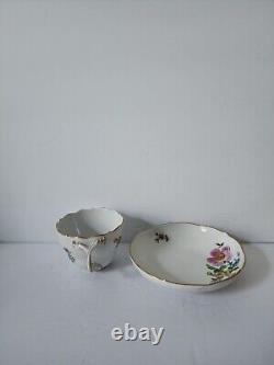 Vtg MEISSEN PORCELAIN COFFEE Tea CUP & SAUCER Pink Floral Scattered Flowers Full