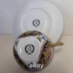 Vtg Reichenbach Thuringian cup and saucer 1 customer Hand Ptd Porcelain JP F/S