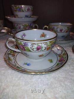 Vtg Schumann Empress Porcelain 9 Tea Cup & Saucer Demitasse Set US Zone Perfect