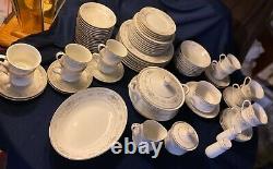 Wade Fine Porcelain China Diane Japan 75 Pc. Set Plates Cup Saucer Serving Gravy