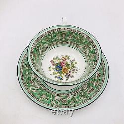 Wedgwood Florentine Green Porcelain Cup&Saucer Made In England Peony Dragons Tea