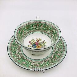 Wedgwood Florentine Green Porcelain Cup&Saucer Made In England Peony Dragons Tea