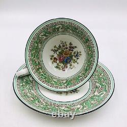 Wedgwood Florentine Green Porcelain Cup&Saucer Made In England Peony Dragons Tea