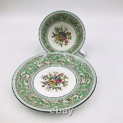 Wedgwood Florentine Green Porcelain Cup&Saucer Made In England Peony Dragons Tea