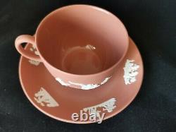 Wedgwood Jasperware Terracotta tea cup and saucer, glazed