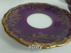 Weimar Katharina Cup Saucer Dessert Plate Trio 28010 Purple Heavy Gold Vtg