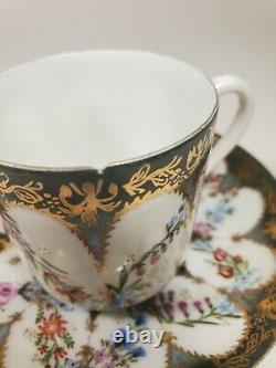 Wildflower Gilt 1868 Charles Field Haviland Limoges Hand Painted Cup & Saucer